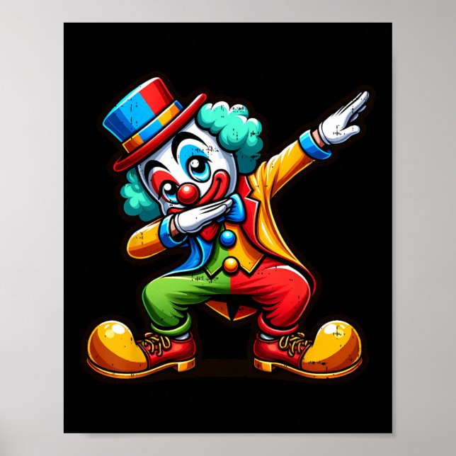 Clown Dabbing Funny Dancing Dab Boys Girls Kids  Poster (Front)