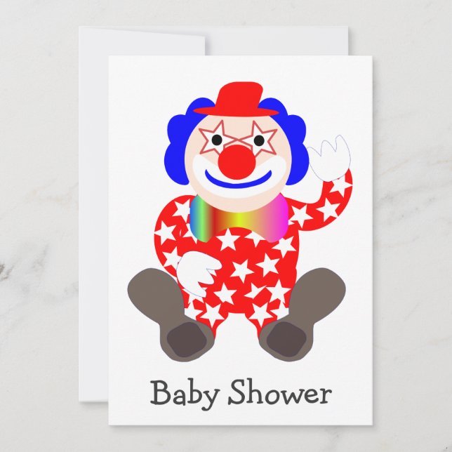 Clown Design Baby Shower Invitation (Front)