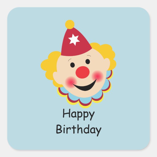 Clown Face Birthday Stickers (Front)