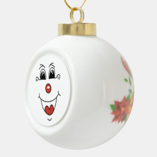 CLOWN FACE CERAMIC BALL CHRISTMAS ORNAMENT