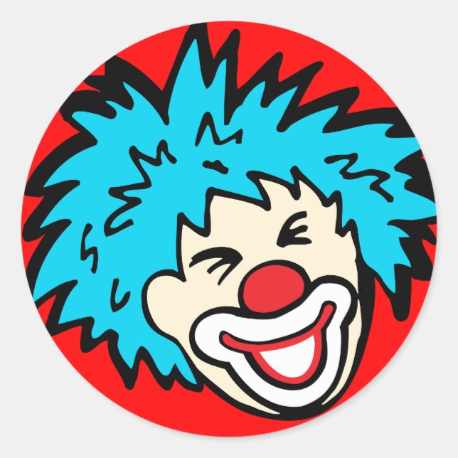Clown face with blue hair smile sticker (Front)