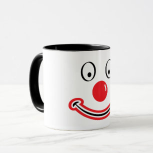 Clown face with red nose. Clowish face  Mug