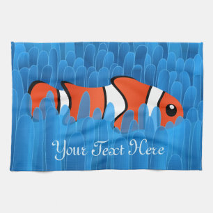 Clown Fish and Beautiful Blue Sea Anemone Tea Towel