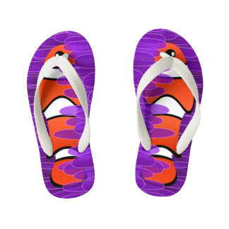 Clown Fish and Beautiful Purple Sea Anemone Kid's Thongs