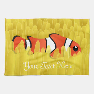Clown Fish and Beautiful Yellow Sea Anemone Tea Towel
