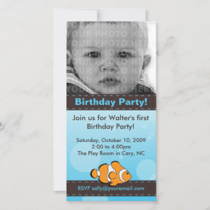 Clown Fish Birthday Party Photo Card