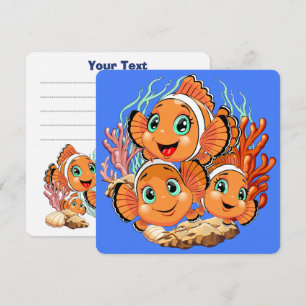 Clown fish Cartoon cute Family Underwater