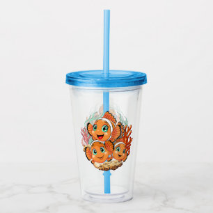 Clown fish Cartoon cute Family Underwater Acrylic Tumbler