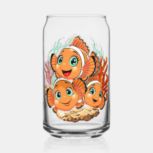 Clown fish Cartoon cute Family Underwater Can Glass