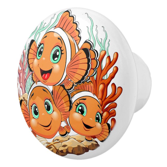 Clown fish Cartoon cute Family Underwater Ceramic Knob (Right)