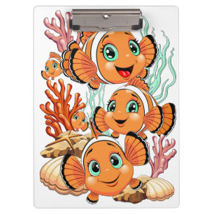 Clown fish Cartoon cute Family Underwater Clipboard