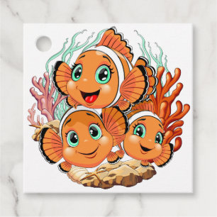 Clown fish Cartoon cute Family Underwater Favour Tags