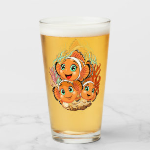 Clown fish Cartoon cute Family Underwater Glass
