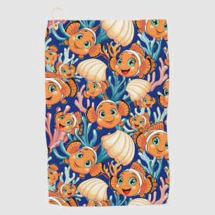 Clown fish Cartoon cute Family Underwater Golf Towel