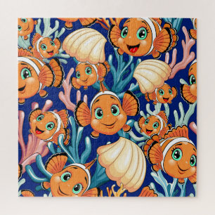 Clown fish Cartoon cute Family Underwater Jigsaw Puzzle