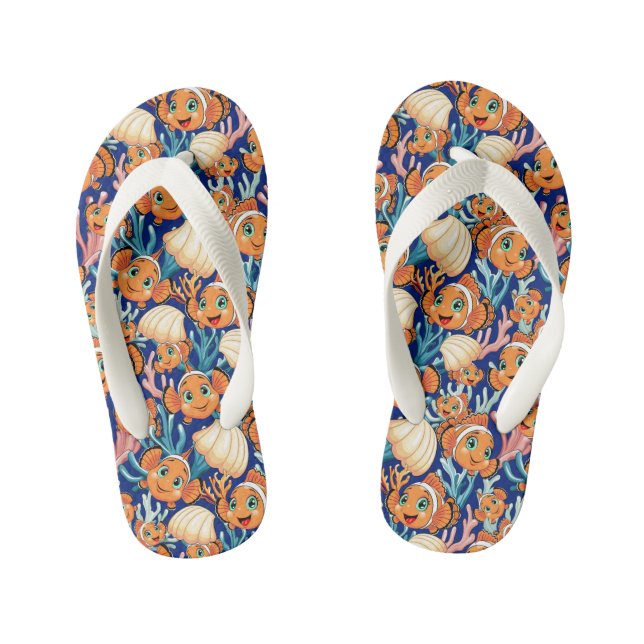 Clown fish Cartoon cute Family Underwater Kid's Thongs (Footbed)
