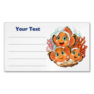 Clown fish Cartoon cute Family Underwater Magnetic Business Card