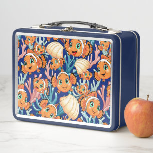 Clown fish Cartoon cute Family Underwater Metal Lunch Box