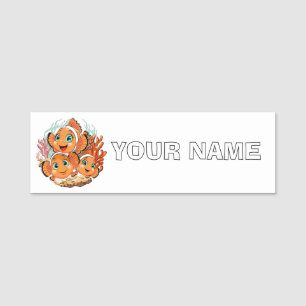 Clown fish Cartoon cute Family Underwater Name Tag