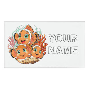 Clown fish Cartoon cute Family Underwater Name Tag