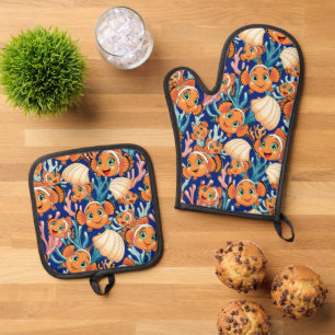 Clown fish Cartoon cute Family Underwater Oven Mitt & Pot Holder Set