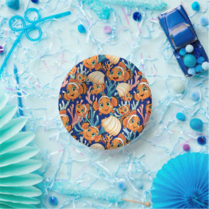 Clown fish Cartoon cute Family Underwater Paper Plate