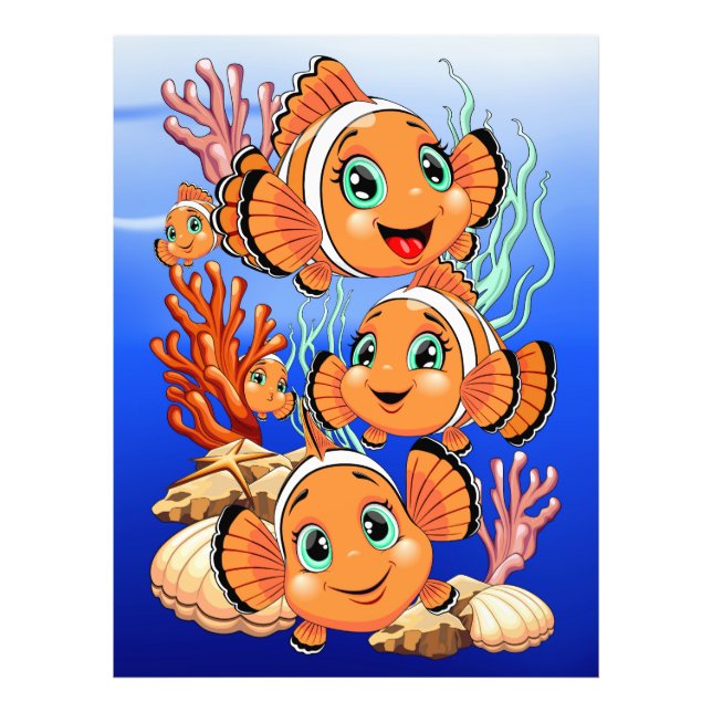 Clown fish Cartoon cute Family Underwater Photo Print (Front)