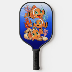 Clown fish Cartoon cute Family Underwater Pickleball Paddle