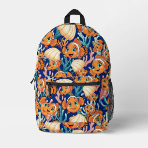 Clown fish Cartoon cute Family Underwater Printed Backpack