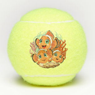 Clown fish Cartoon cute Family Underwater Tennis Balls