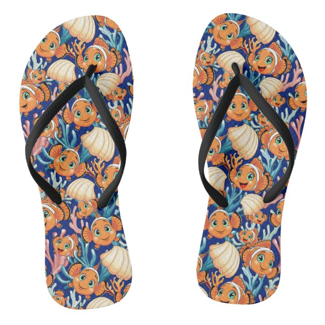 Clown fish Cartoon cute Family Underwater Thongs (Footbed)