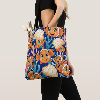 Clown fish Cartoon cute Family Underwater Tote Bag