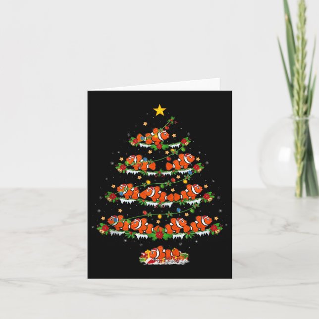 Clown Fish Christmas Tree Lights Funny Clown Fish  Card (Front)