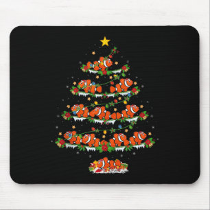 Clown Fish Christmas Tree Lights Funny Clown Fish Mouse Pad