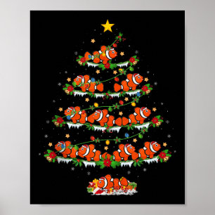 Clown Fish Christmas Tree Lights Funny Clown Fish  Poster