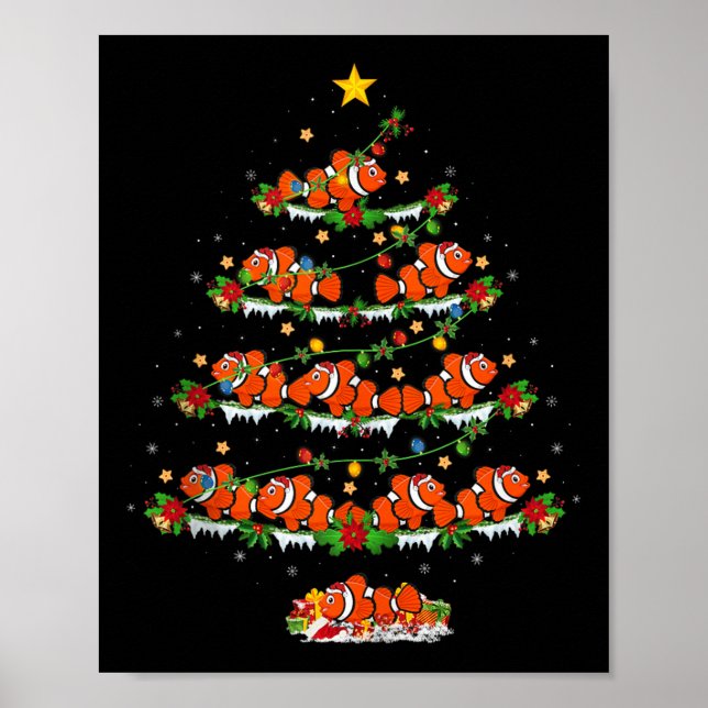 Clown Fish Christmas Tree Lights Funny Clown Fish  Poster (Front)