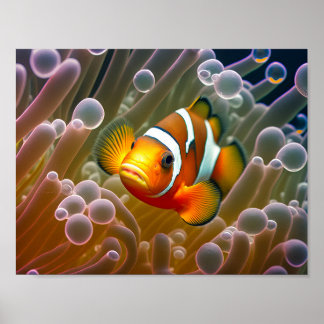 Clown fish in Sea Anemone Poster