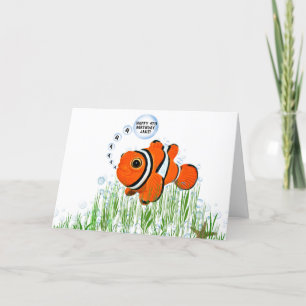 Clown fish in seaweed for 4th birthday card