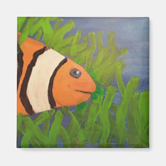 clown fish in water scene painting magnet (Front)