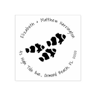 Clown Fish Swimming Curved Address Text Rubber Stamp