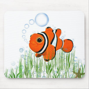Clown Fish with Bubbles Mouse Pad