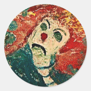 CLOWN FROWN CLASSIC ROUND STICKER