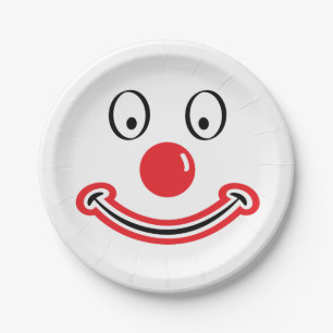 Clown gezicht met rode neus. clown paper plate