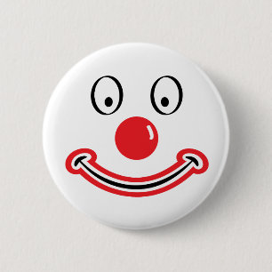 Clown gezicht met rode neus. Clownsgezicht  6 Cm Round Badge