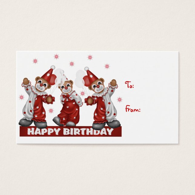 Clown Gift Tag Happy Birthday (Front)
