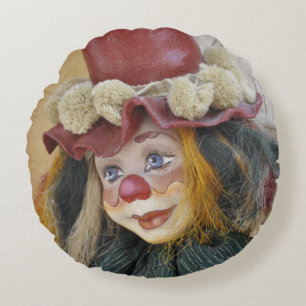 Clown - Grade A Cotton Round Throw Pillow (16")