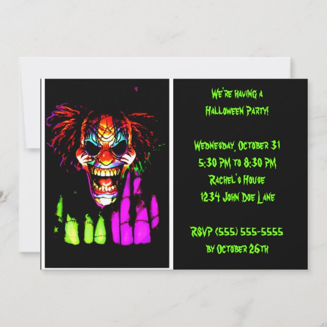 Clown Halloween Party Invitations (Front)