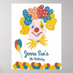 Clown Hand Drawn Carnival Birthday Colourful  Poster