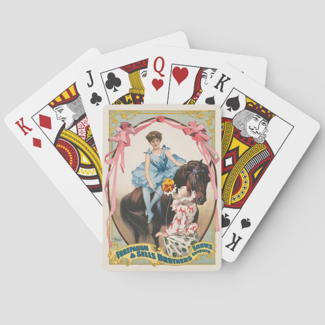 Clown Handing Flowers To A Woman On Horseback Playing Cards (Back)