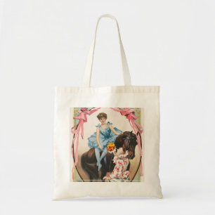 Clown Handing Flowers To A Woman On Horseback Tote Bag